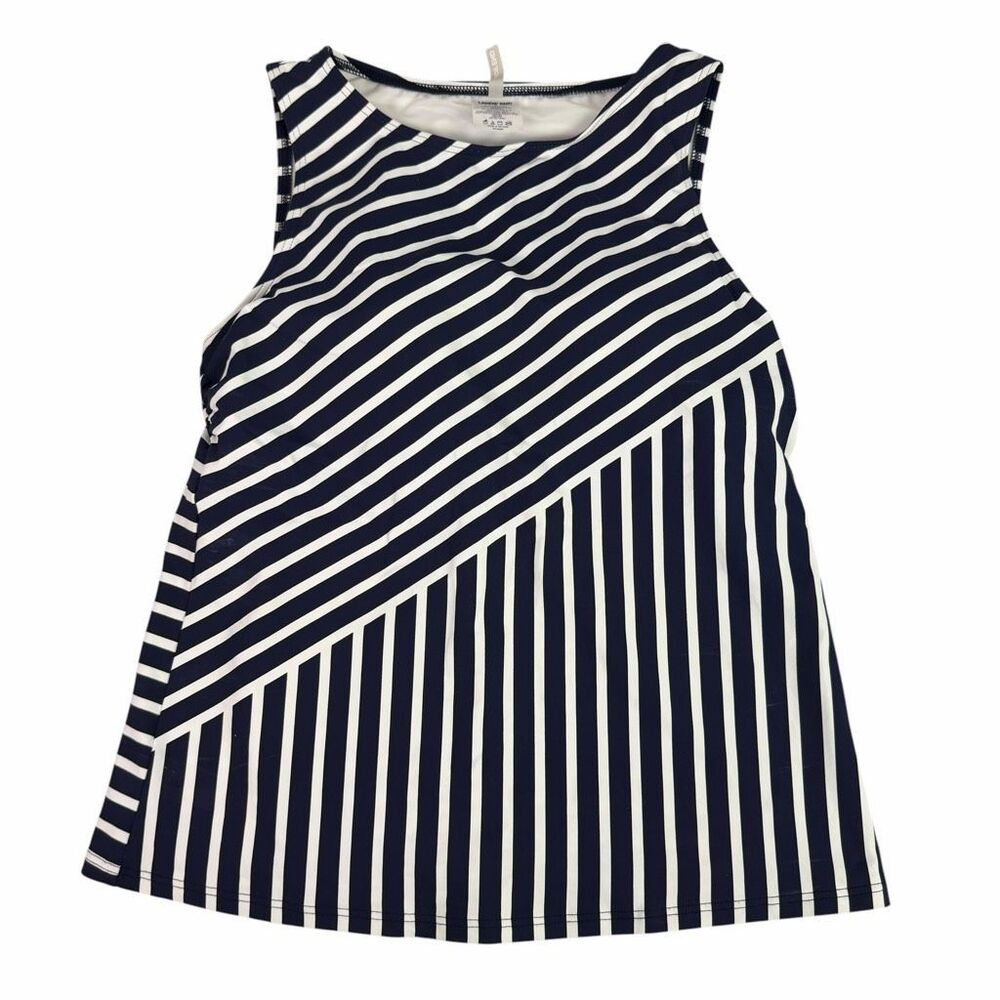 Lands End High-neck Tankini Top size 8 Navy White